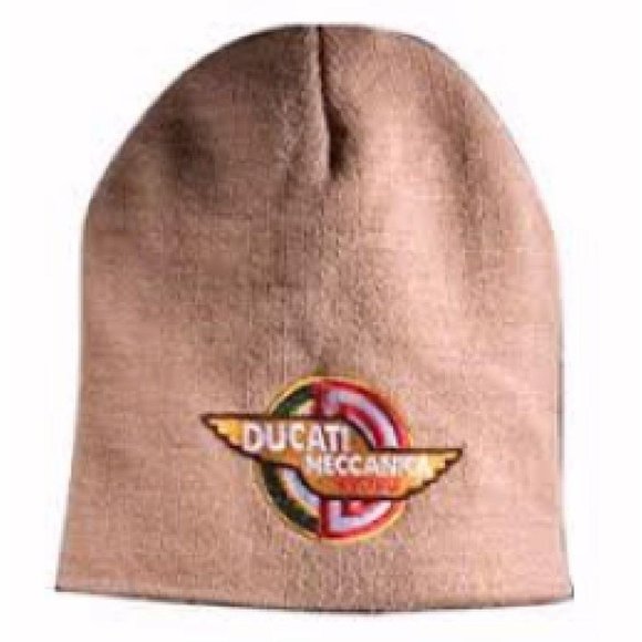 Ducati Meccanica Brown Embroidered Beanie Hat NEW FAST SHIPPING - Picture 1 of 3